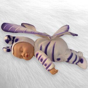 Anne Geddes Butterfly Wings Purple White Jammies Beanie Baby Doll